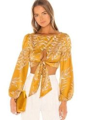 Camila Coelho Revolve Marcia Top Size Xsmall Long Sleeve Blouse Yellow $148