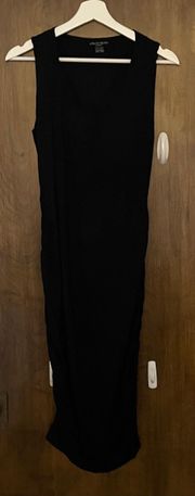 Maternity Black Ruched Sides Sleeveless Midi Dress, size S