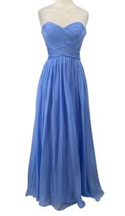 La Femme Gown Sweetheart Chiffon Strapless High Waist Cloud Blue NEW Womens 10