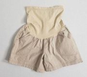 Motherhood Maternity Shorts Women Medium Brown Khaki Waist Band Casual Comfort