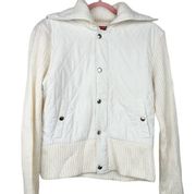 J.J. Basics Y2K Ribbed Sweater Quilted Jacket White