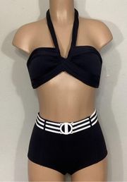 New. SEAFOLLY black high waisted bikini. Retails $219. US 8. Runs Small.