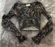 Urban Outfitters Floral Cropped Long Sleeve