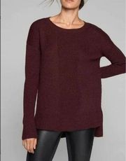 Athleta Merino Wool Ribbed Knit Tunic Sweater Womens Size XXS Oversized Plum