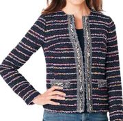 Talbots Navy Blue Tweed Open Jacket Blazer Classic Womens Sz 10P