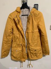 Hooded Yellow Fur Lined Military Combat utility Anorak Parka Jacket Size 2