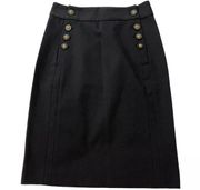 Tory Burch Black Pencil Skirt Button Logo Detail