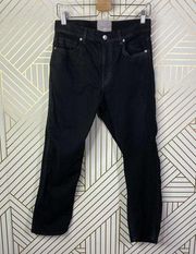 Revice Denim Black High Rise Shiny Cropped Straight Leg Jeans Size US 29