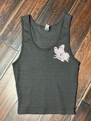 Tank top crop top handpainted, butterfly design, casual coastal cotton summer