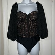 Cami NYC The Janelle off the shoulder bodysuit black lace size large