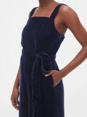 Gap Navy Velvet Wide Leg Apron Crop Jumpsuit