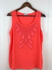 Jun & Ivy Paisley Embroidered Scoopneck Pink Sleeveless Blouse