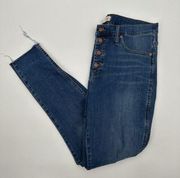 Madewell 10" High Rise Skinny Blue Denim Button Fly Jeans Size 32