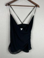 Rebecca Minkoff Women's Wrapped Camisole Top Cross Back Strap Black Size S