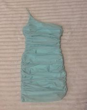 Light Blue One Shoulder Mini Dress