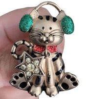 Holiday Cat with Earmuffs Crazy Cat Lady Pin Brooch