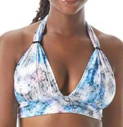 COCO REEF WOMEN'S CONTOURS EVOKE HALTER BIKINI TOP SWIMSUIT BLUE MULTI 14 38C/D