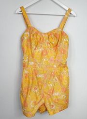 Vintage Jantzen Floral Print Swimsuit Romper Yellow 40s 50s 60s 1950s