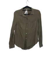 Army Green Stripe Button Down Shirt