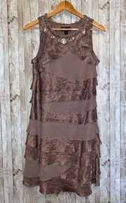 Women's Dressbarn Tiered Layered Formal Ruffle Dress Size 14 Embellishments