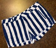 COPY - a.n.a. navy & white striped, twill short - size 8