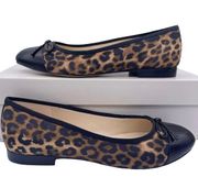 Marc Fisher Jodi ballet flats soft animal print fabric, leather cap toe Size 5