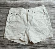 J.Crew Factory Distressed Jean Shorts White Cutoff Cuffed Size 26 100% Cotton