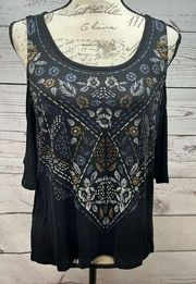 Mudd size large black cold shoulder blouse - 2716