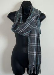 Steve Madden scarf plaid grey blue OSFM winter warm soft winter