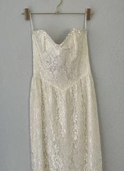 Gunne Sax by Jessica McClintock Vintage Strapless Lace Wedding Gown XS/0