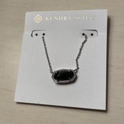 NWT  Elisa Silver Pendant Necklace In Black Opaque Glass