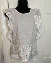 Who What Wear White Peplum Top with Islet Sleeves Size XS NWT