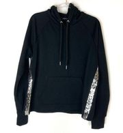 Bebe Sport | Black Sequin Stripe Logo Hoodie