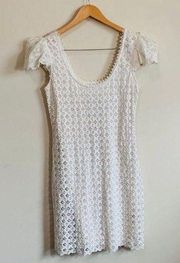 Yoana Baraschi Ivory Crochet Lace Short Puff Sleeve Dress size 8