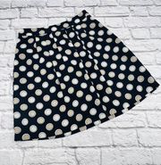 Banana‎ Republic Factory Skirt Womans 6 Navy Blue Tan Polka Dot Pleated Lined