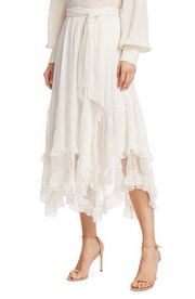 Zimmerman Brightside Handkerchief Hem Lace Skirt with Belt