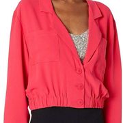 Amanda Uprichard Albany Cropped Bomber Jacket in Magenta  Size S NWT $229