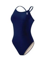 TYR TYReco Solid Diamondback Swimsuit Competitive 34 (L 10-12) Navy New With Tag