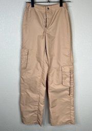 Tiger Mist Womens Tiana Cargo Pants Size XS Tan High Waist Wide Leg Light Nylon