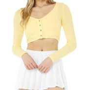 Alo Yoga Ribbed Cropped Whisper Cardigan in Buttercup