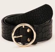 Crocodile Pattern O-Ring Buckle Belt