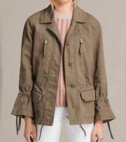 Parka Jacket Utility Cargo Pockets Womens Large Olive