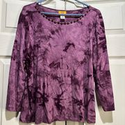 Burgandy/pink Ruby Rd tie dyed print blouse.  XL