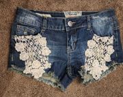 Crochet Distressed Denim Shorts, Women’s -1-