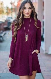 Wool Mock Neck Sweater Dress