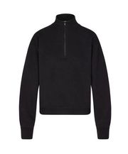 SKIMS Black Cotton Fleece Classic Quarterzip Pullover S