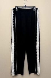 Victoria's Secret Track Pants Womens Size Large Black Ankle Snaps Logo Pockets