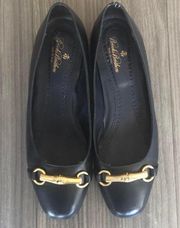 Navy Leather Flats