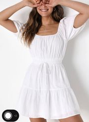 Lulus White Tiered Puff Sleeve Dress