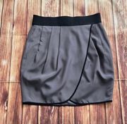 Womens Wrap Front Mini Skirt Gray with Pockets Size 10